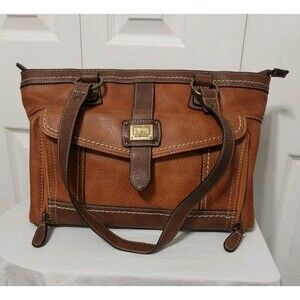 BOC Born Concept Handbag Purse Large Attached Wallet Brown Faux Leather EUC